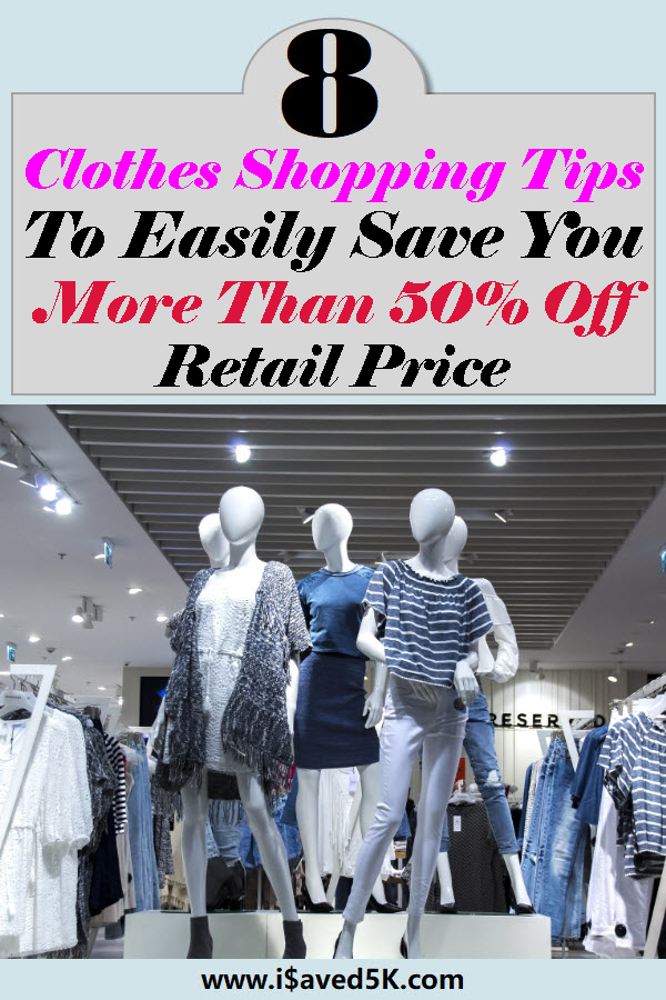 Whether you're a regular shopaholic or the occasional intentional shopper, there are lots of opportunities to save money when you shop for clothes.  With our clothes shopping tips, you'll be able to save more than 50% off retail prices on most of my shopping trips.  You'll save even more if you shop online.  Click here to learn how to save more money and get better deals.  #ClothesShoppingTips #Ebates